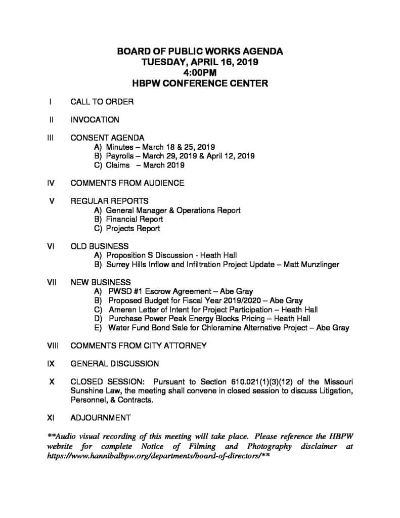 Agenda April Pdf Hannibal Board Of Public Works