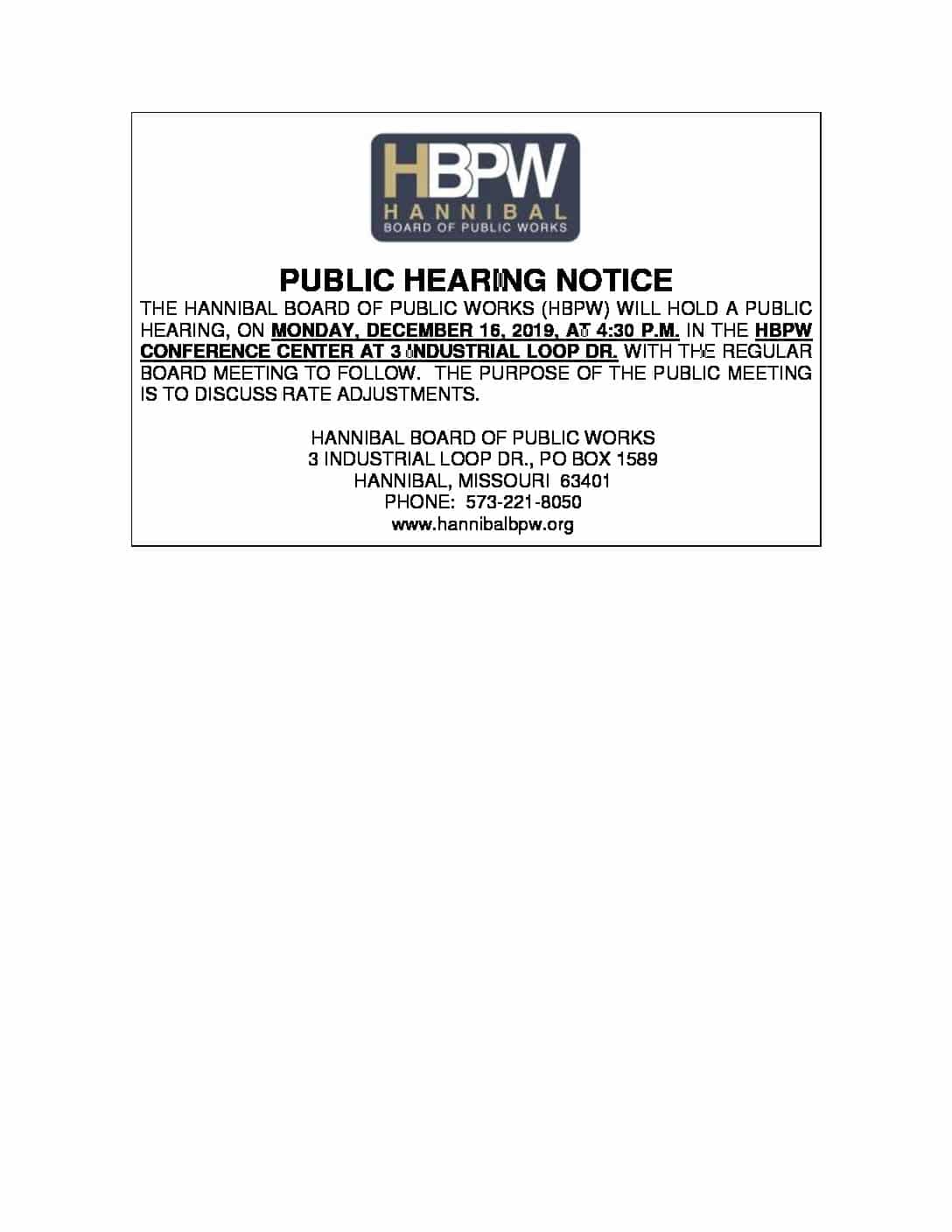 Public Hearing Notice Pdf Hannibal Board Of Public Works